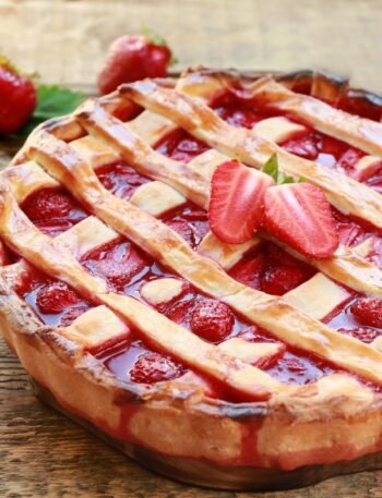 receita de torta com morango​